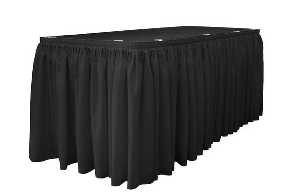 Polyester Poplin 17' x 29" Pleated Table Skirt with 10 Clips - LA Linen