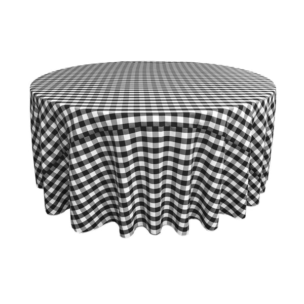 LA Linen Checkered Round Tablecloth 108-Inch Tablecloth Color: White and Black