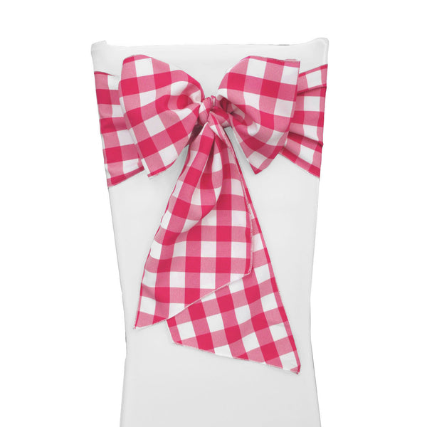 LA Linen Checkered Chair Bows 8 by 108-Inch - Pack of 10 Chair Bow Color: White and Red, White and Black, White and Hunter Green, White and Lime, White and Navy, White and Orange, White and Pink, White and Royal Blue, White and Dark Yellow