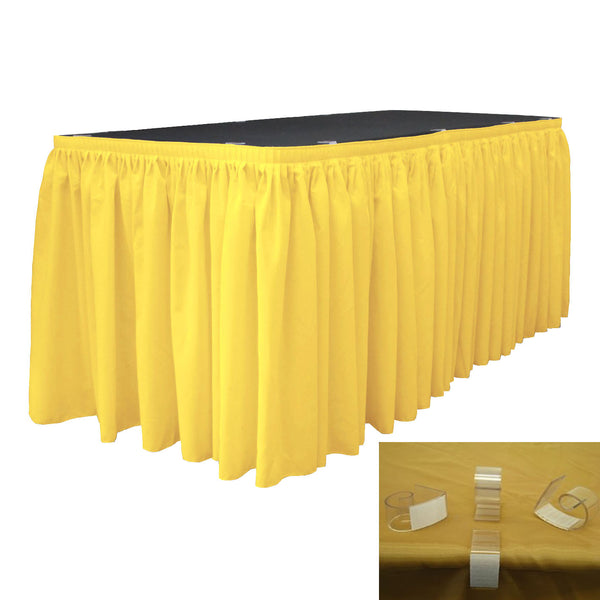 Polyester Poplin 14' x 29" Pleated Table Skirt with 10 clips - LA Linen