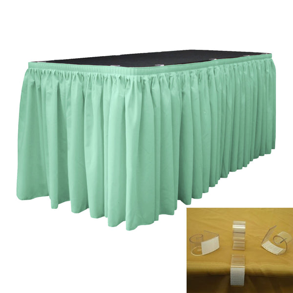 Polyester Poplin 21' x 29" Pleated Table Skirt with 15 Clips - LA Linen