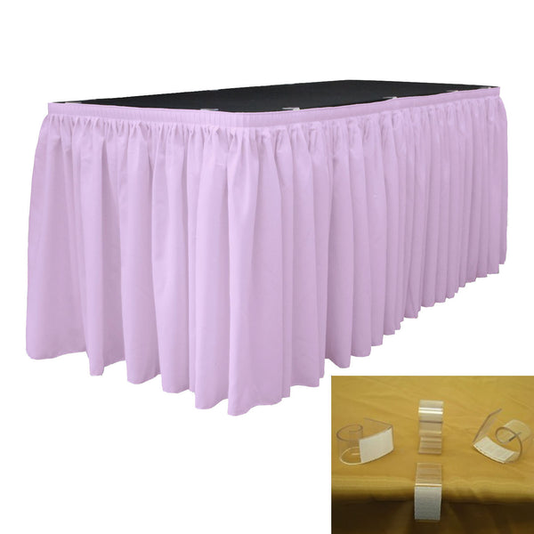 Polyester Poplin 30' x 29" Pleated Table Skirt with 20 Clips - LA Linen
