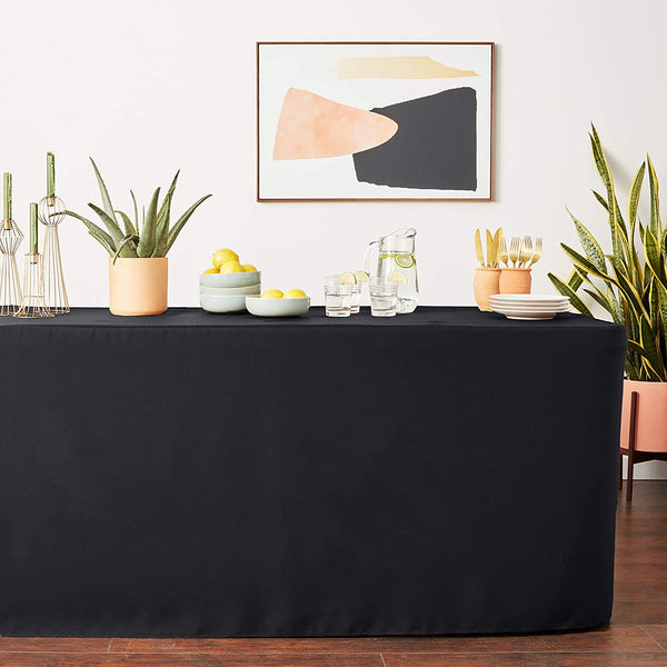 Polyester Poplin Fitted Tablecloth 96 by 30 by 30-Inch