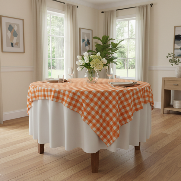 Checkered Square Tablecloth 90 by 90-Inch