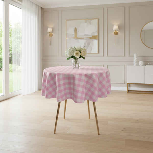 Checkered Round Tablecloth 58-Inch