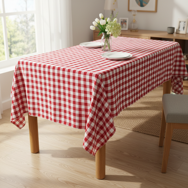 Checkered Rectangular Tablecloth 60 by 144-Inch