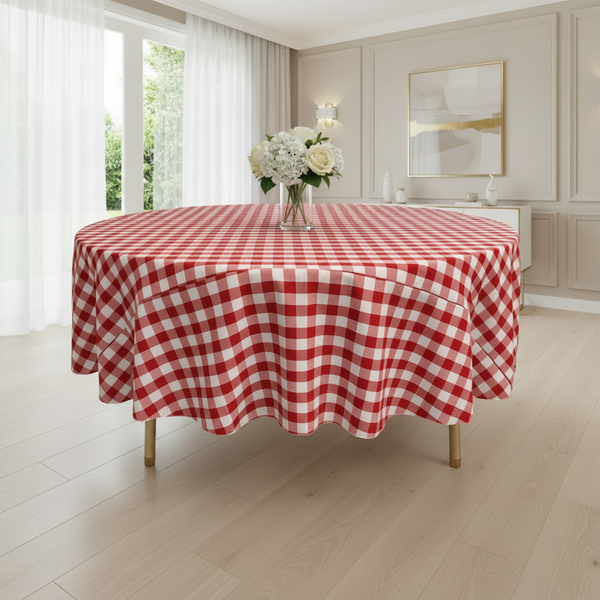 Checkered Round Tablecloth 72-Inch