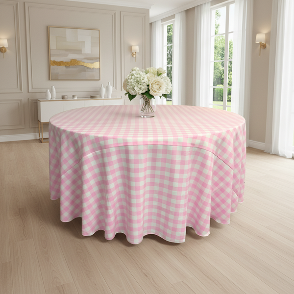 Checkered Round Tablecloth 120-Inch