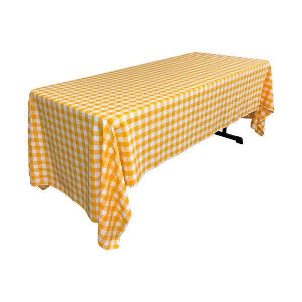 LA Linen Checkered Rectangular Tablecloth 60 by 120-Inch Tablecloth Color: White and Red, White and Black, White and Hunter Green, White and Lime, White and Navy, White and Orange, White and Pink, White and Royal Blue, White and Dark Yellow