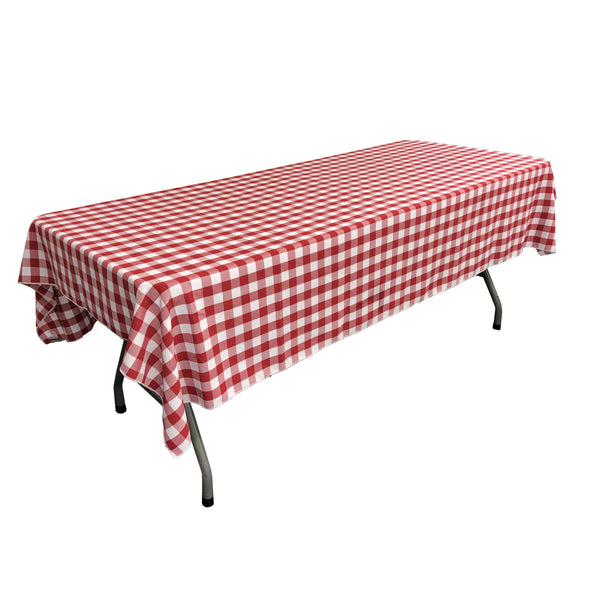 LA Linen Checkered Rectangular Tablecloth 60 by 90-Inch Tablecloth Color: White and Red, White and Black, White and Hunter Green, White and Lime, White and Navy, White and Orange, White and Pink, White and Royal Blue, White and Dark Yellow