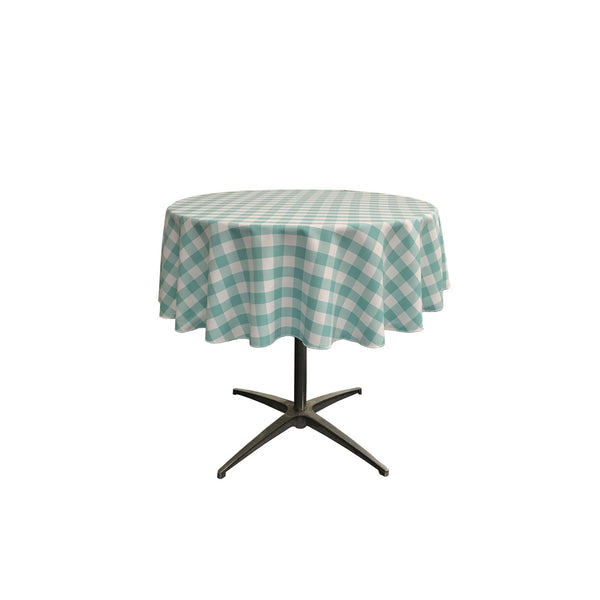 LA Linen Checkered Round Tablecloth 51-Inch Tablecloth Color: White and Red, White and Black, White and Hunter Green, White and Lime, White and Navy, White and Orange, White and Pink, White and Royal Blue, White and Dark Yellow