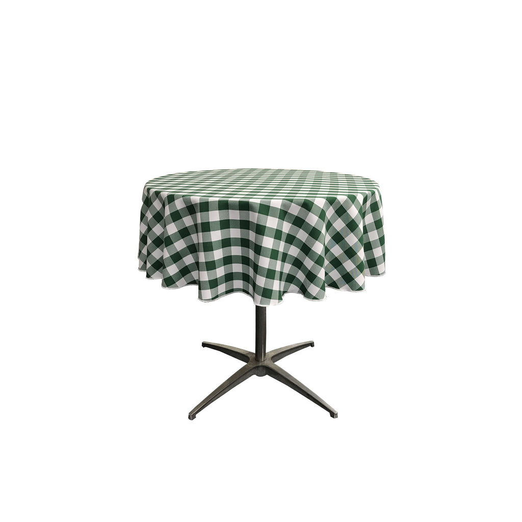 LA Linen Checkered Round Tablecloth 51-Inch Tablecloth Color: White and Hunter Green
