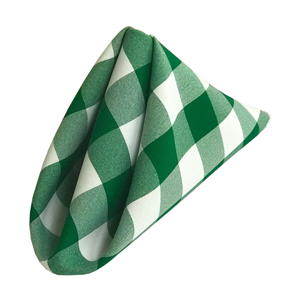 LA Linen Checkered Napkin 18 by 18-Inch Pack of 10 Napkins Color: White and Hunter Green