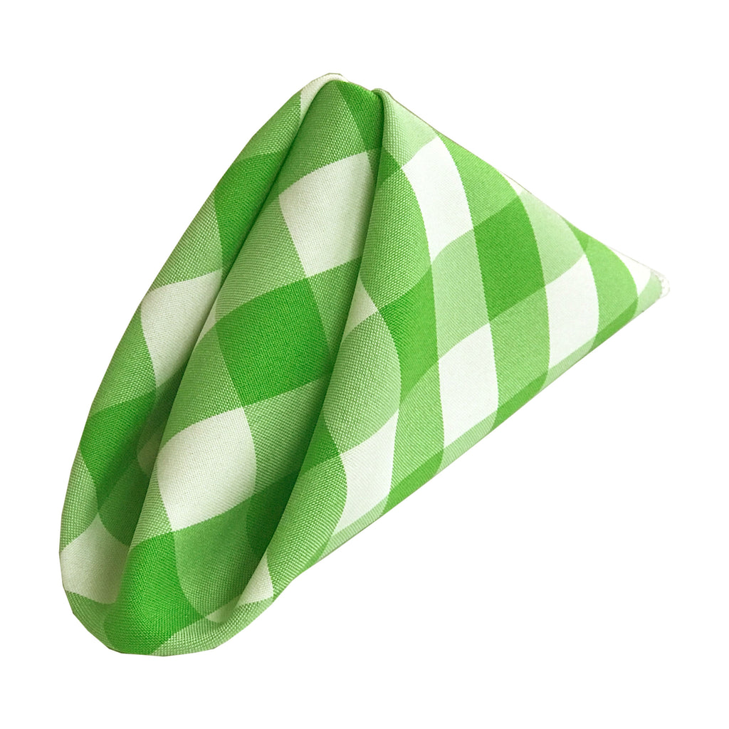LA Linen Checkered Napkin 18 by 18-Inch Pack of 10 Napkins Color: White and Lime