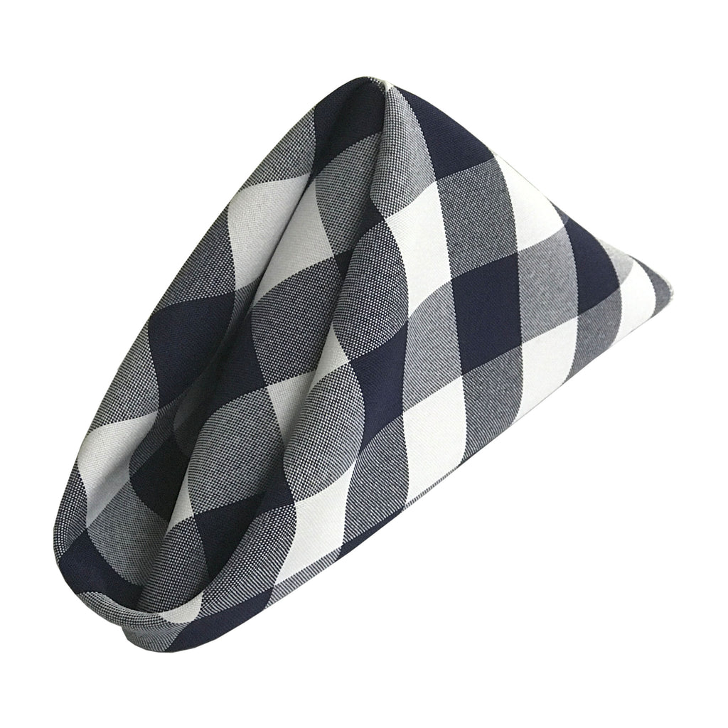 LA Linen Checkered Napkin 18 by 18-Inch Pack of 10 Napkins Color: White and Navy