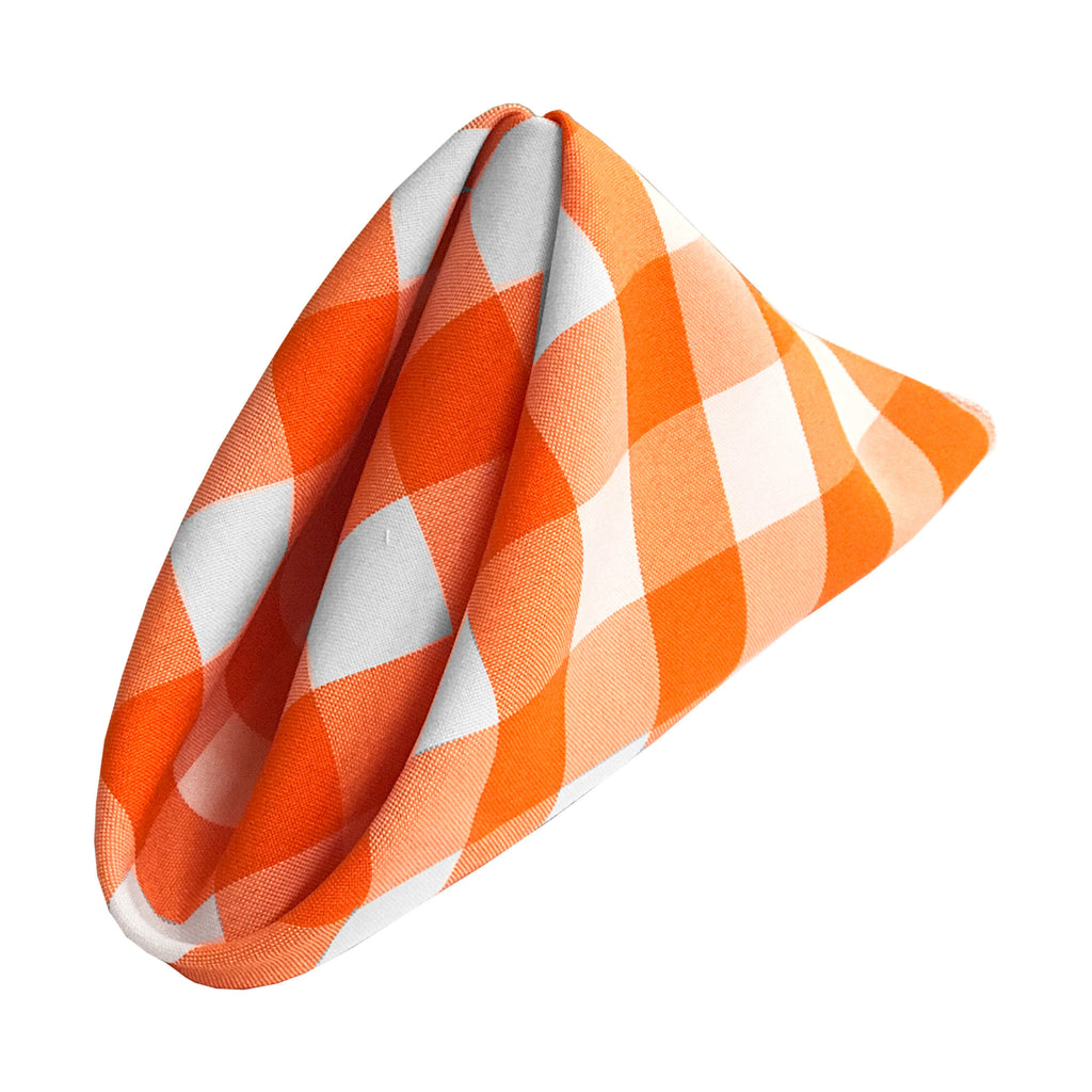 LA Linen Checkered Napkin 18 by 18-Inch Pack of 10 Napkins Color: White and Orange