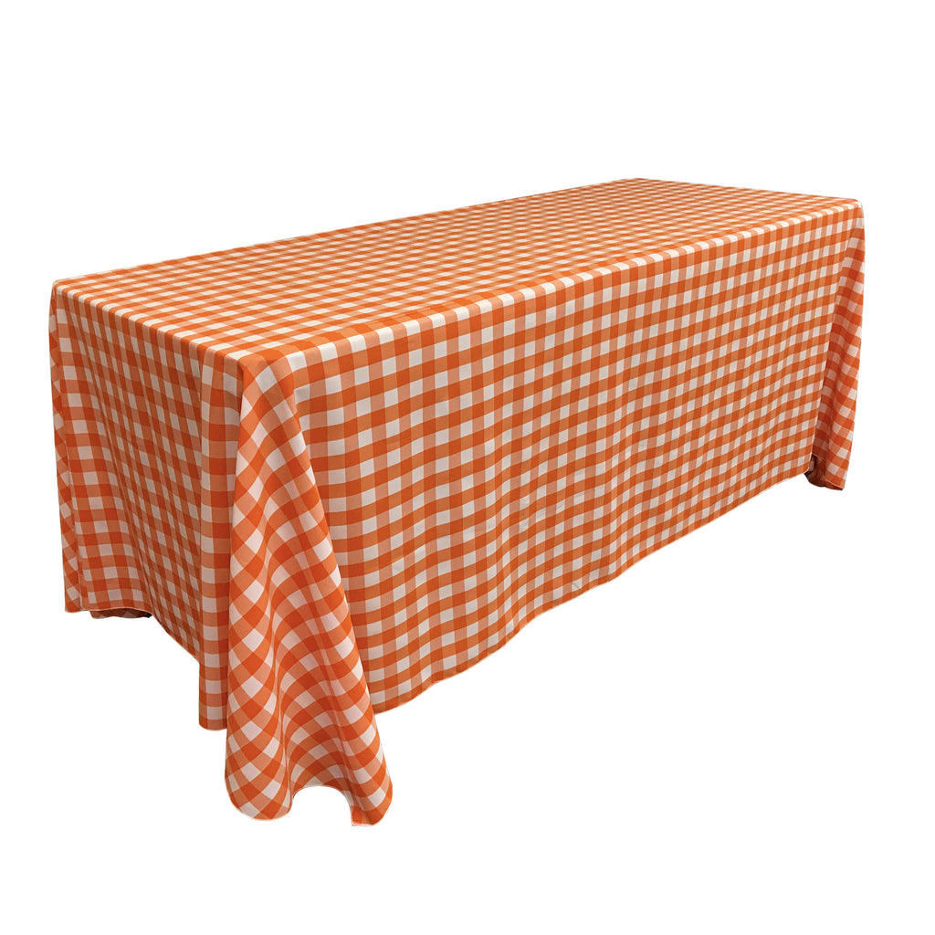 LA Linen Checkered Rectangular Tablecloth 90 by 132-Inch Unknown Color: White and Orange