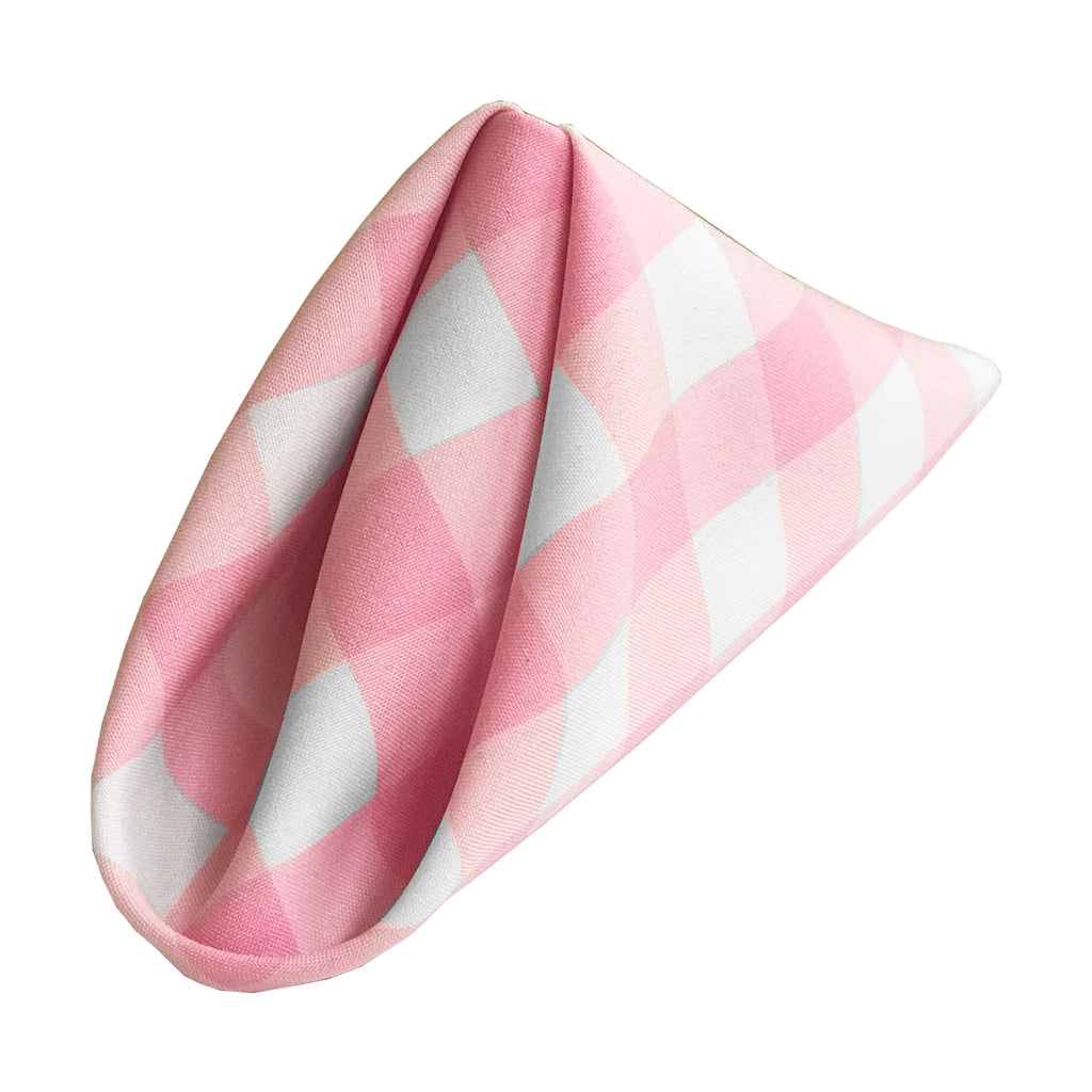 LA Linen Checkered Napkin 18 by 18-Inch Pack of 10 Napkins Color: White and Pink
