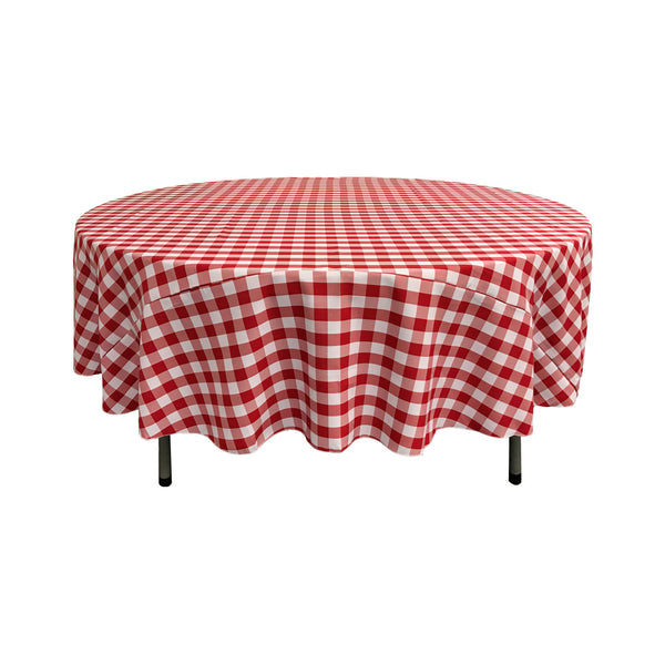 LA Linen Checkered Round Tablecloth 72-Inch Tablecloth Color: White and Red