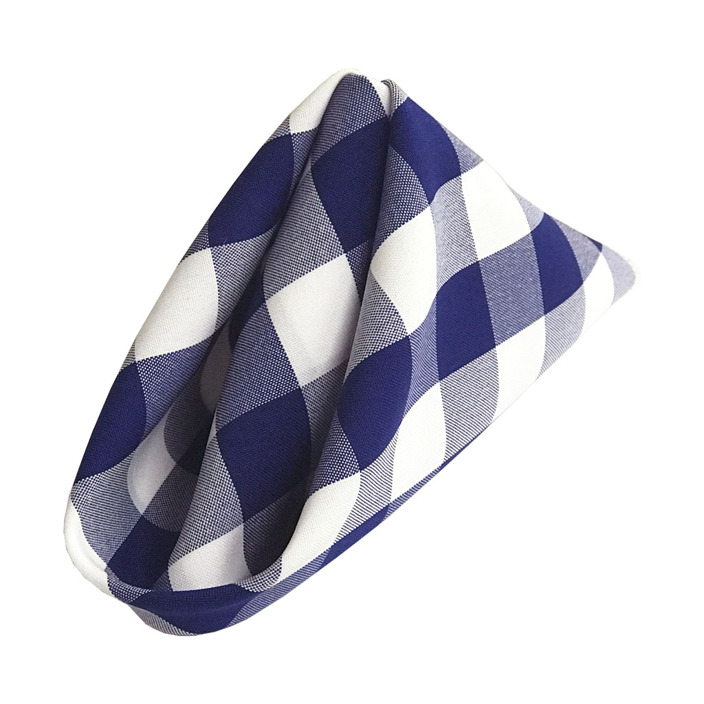 LA Linen Checkered Napkin 18 by 18-Inch Pack of 10 Napkins Color: White and Royal Blue