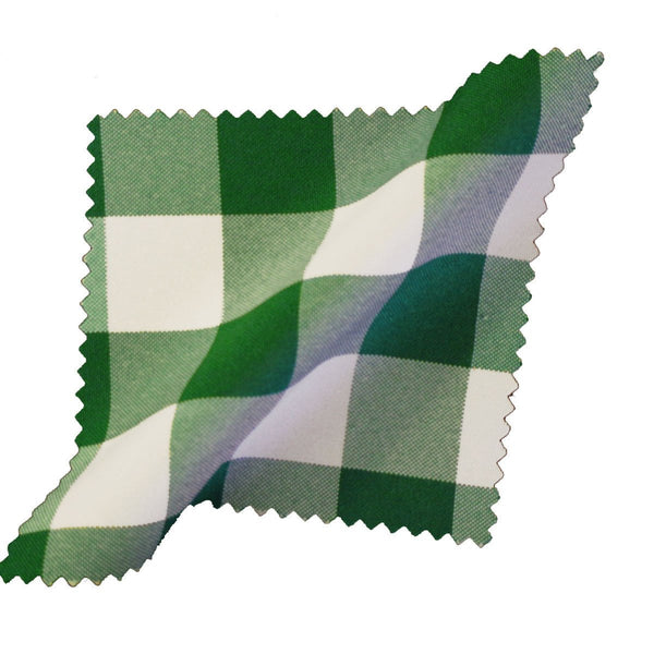 LA Linen Checkered Fabric Sample 4x4 in White and Hunter Green