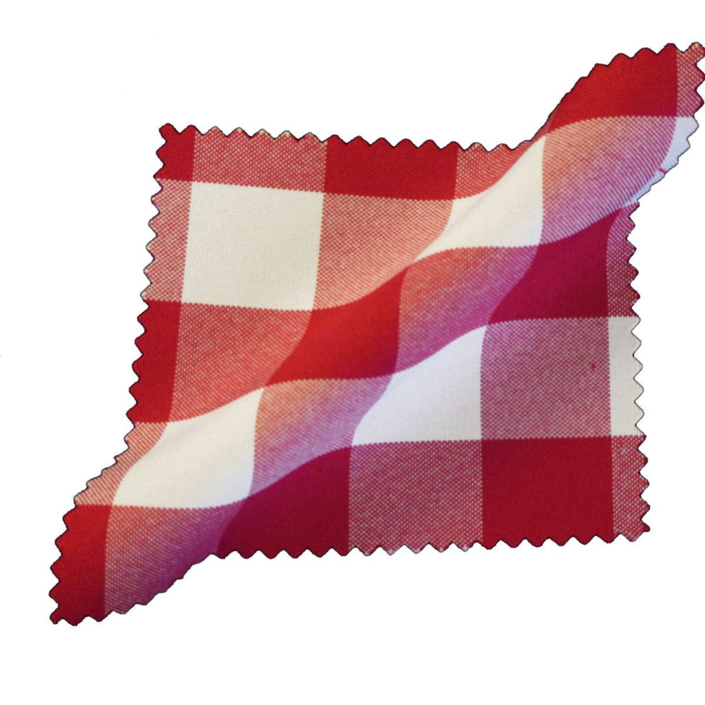 LA Linen Checkered Fabric Sample 4x4 in White and Red