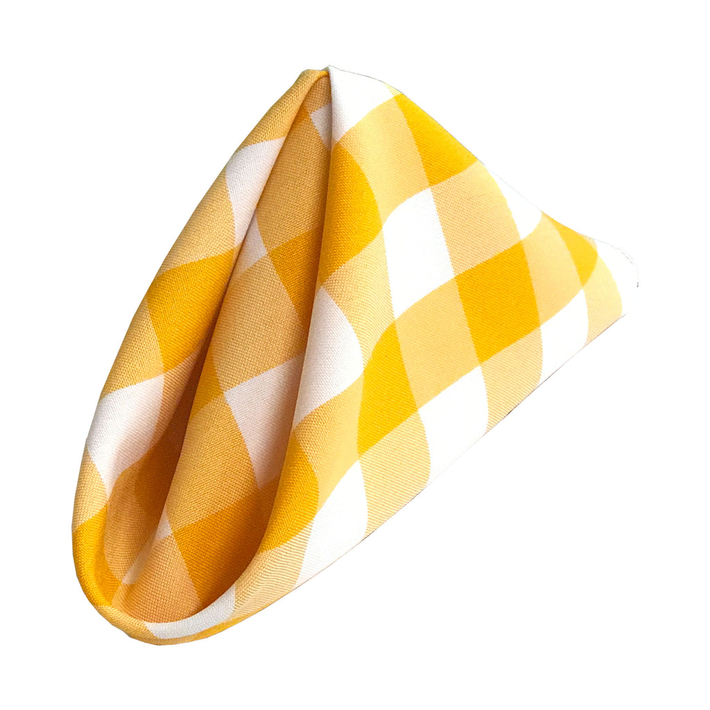 LA Linen Checkered Napkin 18 by 18-Inch Pack of 10 Napkins Color: White and Dark Yellow