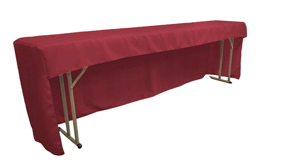 Open-Back Polyester Poplin Fitted Tablecloth 96" x 18" x 30" High - LA Linen