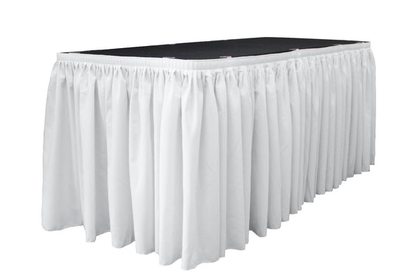 Polyester Poplin 30' x 29" Pleated Table Skirt with 20 Clips - LA Linen